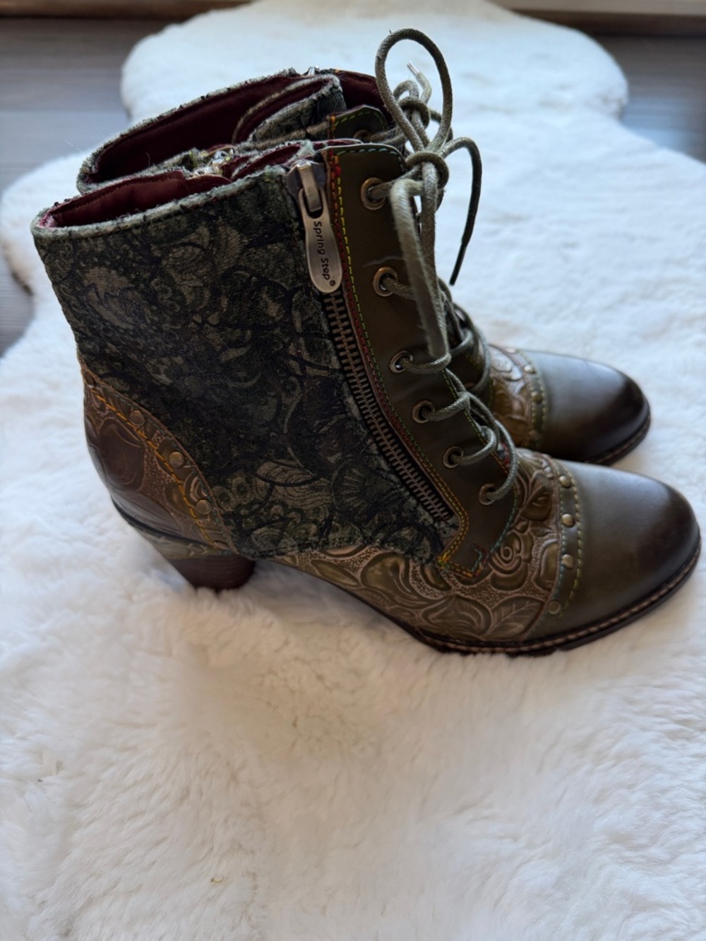 L’artiste Spring Step Avyanna Cap Toe Bootie Olive Green size EU 40/US 9 - Picture 3 of 16